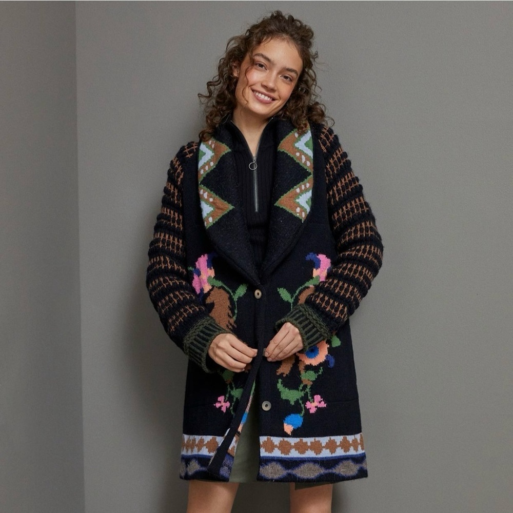 Anthropologie x Aldo Martins |  Caballos Sweater Cardigan | Black | XS-M